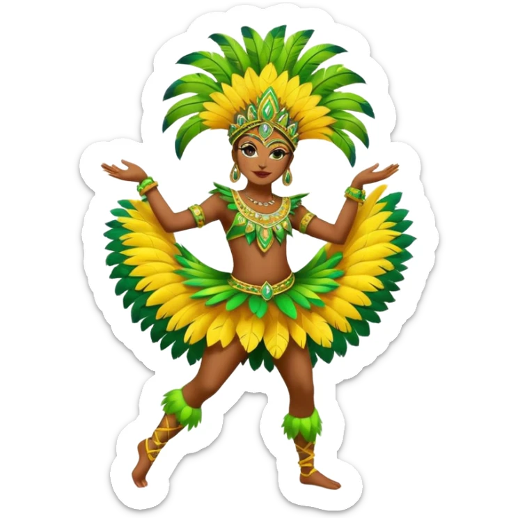 bailarina de samba de brasil cuerpo entero bailando quiero que lleve colores amarillos y verdes  sticker