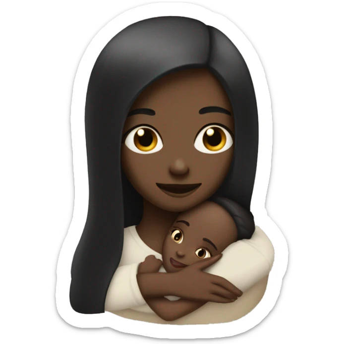 white girl with straight hair and slanted eyes hugging a big black girl with straight hair sticker