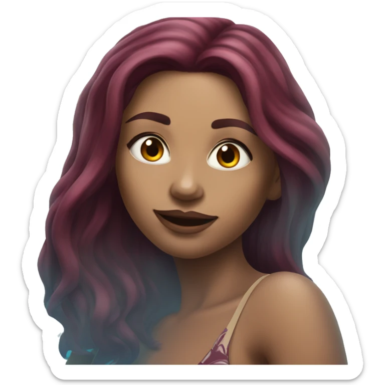 Beautiful tattooed  burgundy long haired woman swimming in a pool sticker