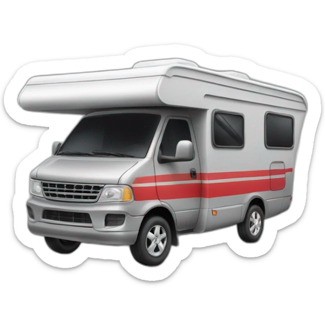 Grey camping car with red Line in the middle and a Christmas Hat on the roof sticker