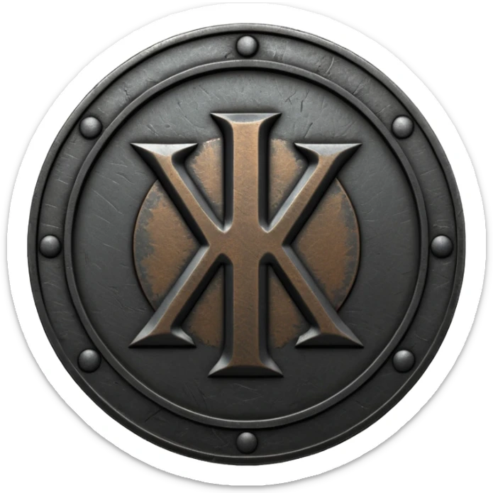 Minimal emoji, gothic metal coin made of black steel, engraved number 1 at the center, ancient industrial aesthetic, worn metal texture, no glow, no neon, flat emoji design, centered, transparent background sticker