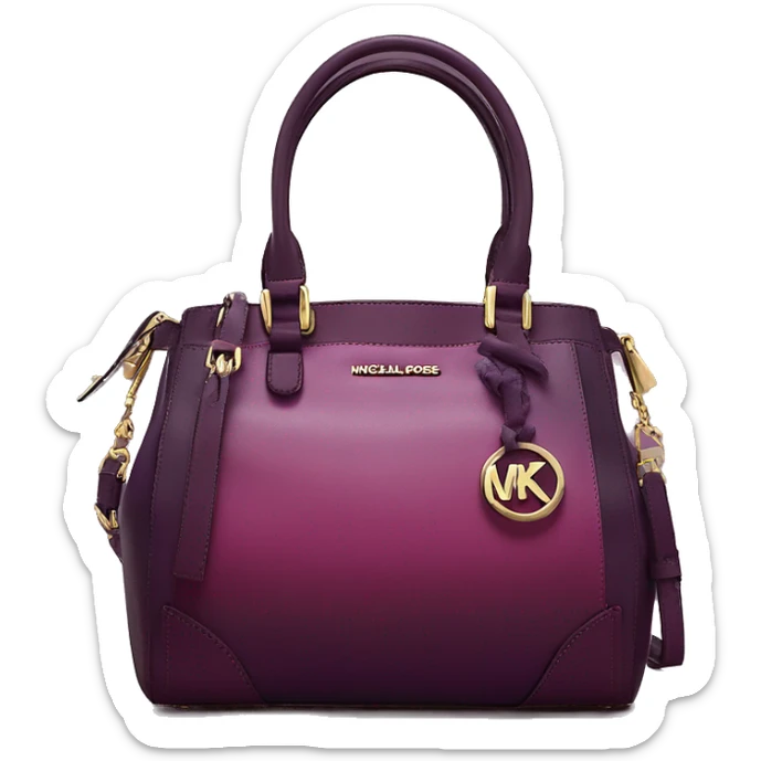 Realistic isolated plum purple to wine color ombre michael kors satchel purse.  sticker