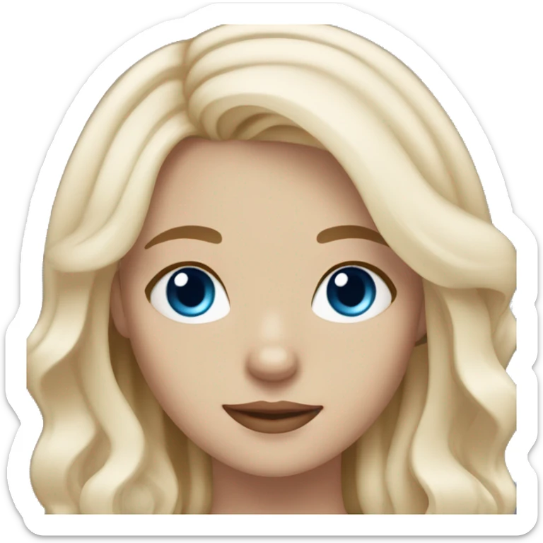 Girl with light skin, blonde white waves hair,blue eyes, Maltese dog sticker