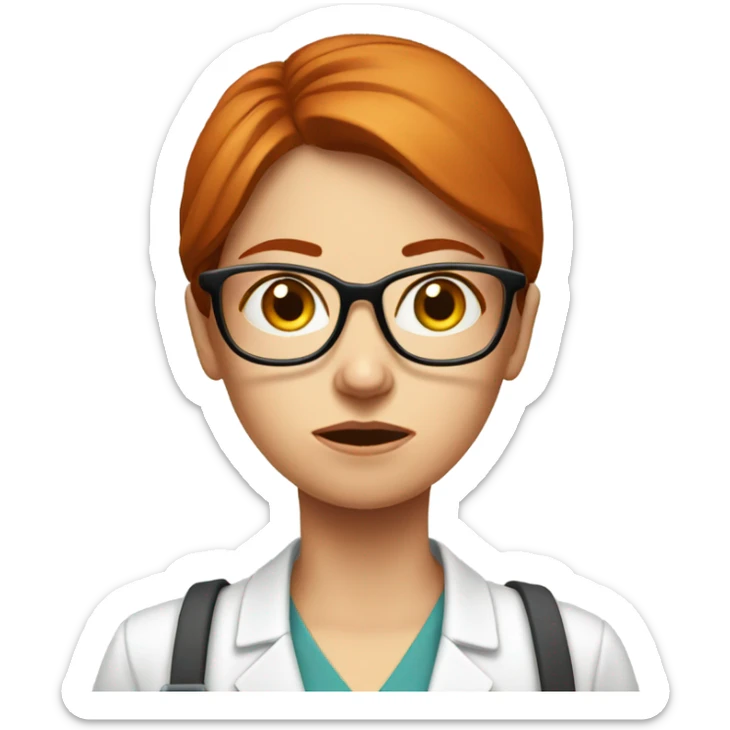 red hair woman nutritionist with glasses sad with no money sticker