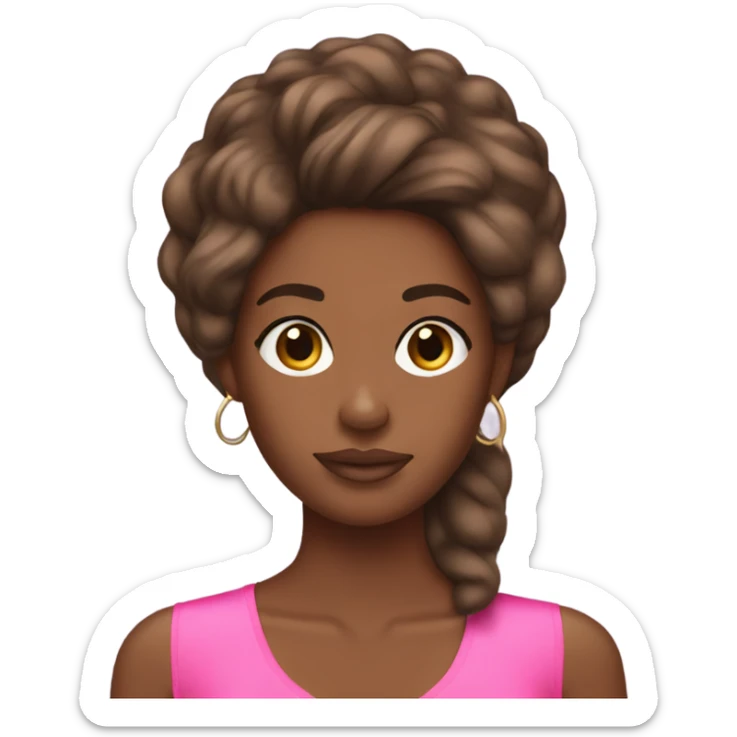 Brown skin girl with Victoria secret blow out hair sticker