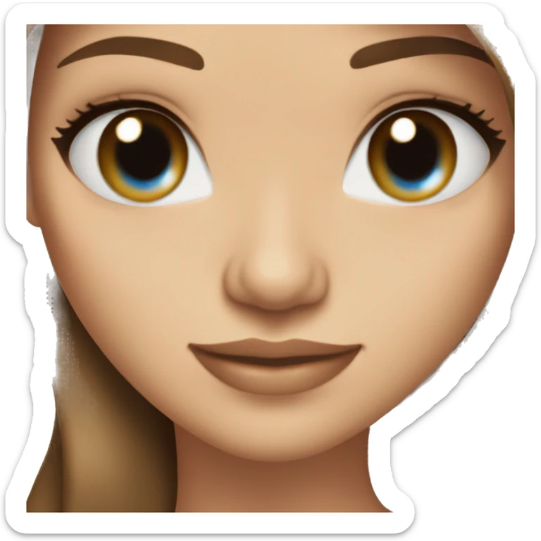 Very beautiful woman, long brown straight hair, blue eyes and light skin  sticker