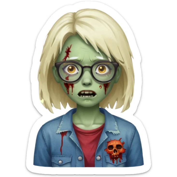   zombie girl with glasses sticker