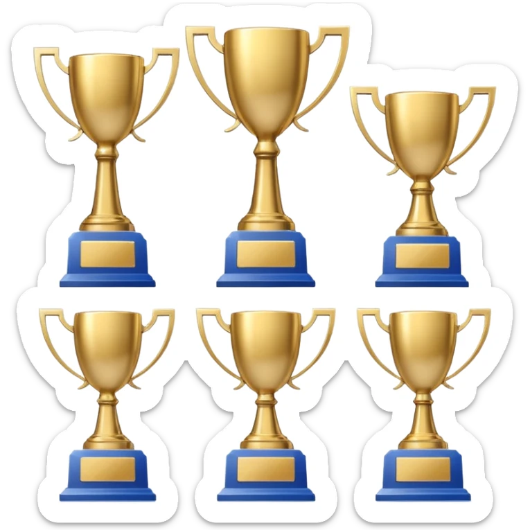 PlayStation trophy icons in PS5 style, flat minimalist UI, platinum, gold, silver, and bronze trophies displayed vertically with numbers next to each icon, dark background, official PlayStation design, clean and modern interface, similar to PSN profile trophies layout.” sticker