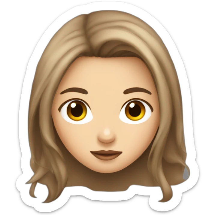 Girl with medium long brown hair with hazel eyes and piercing in fight nose flirting sticker