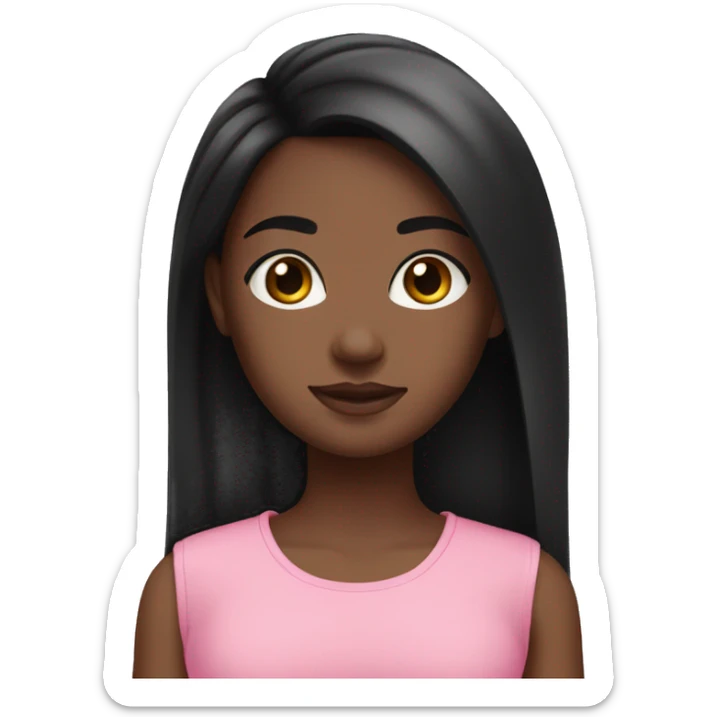 black-girl-with-long-straight-black-hair-wearing-pink-crop-top sticker