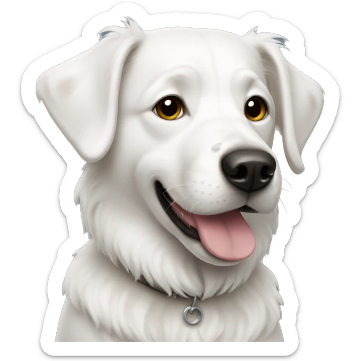 White dog sticker