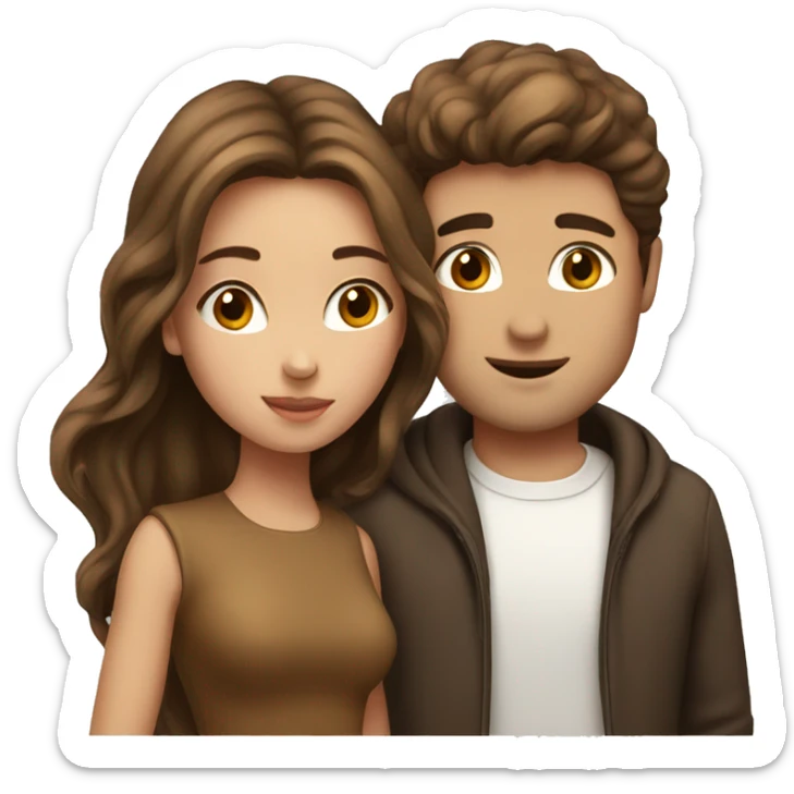 Girl with brown hair kissing guy with brown hair  sticker