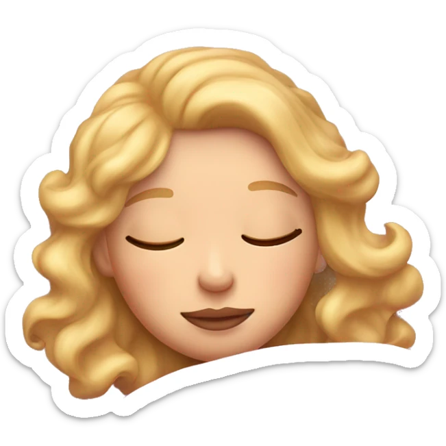 Blonde Girl with wavy hair and pink lips sleeping in pink bed sticker