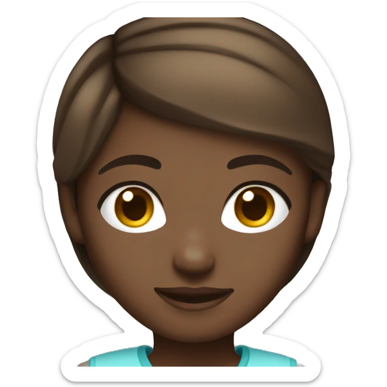 blue eyes light short straight brown hair and dark skin girl sticker