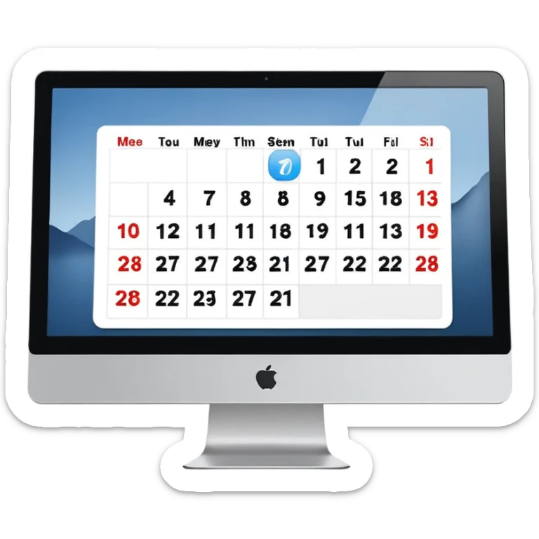calendar and booking icons on iMac monitor sticker