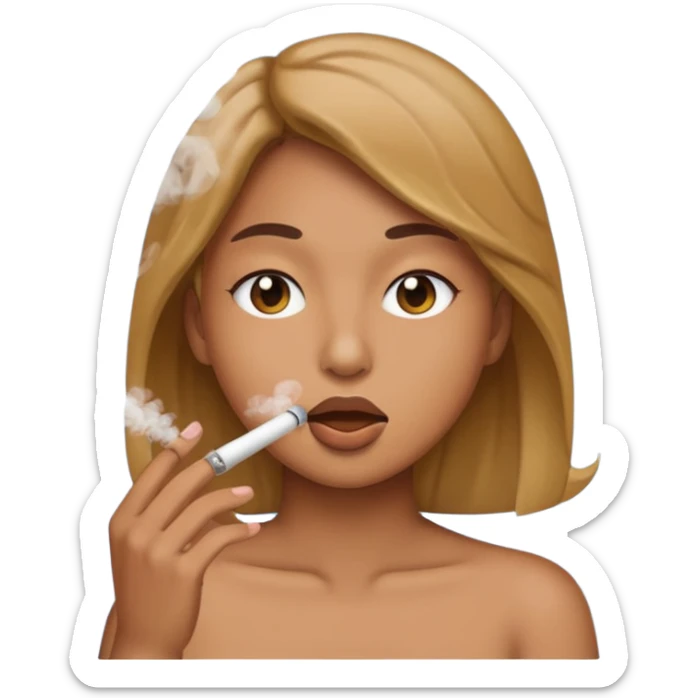 Yass emoji face blowing smoke out of mouth sticker