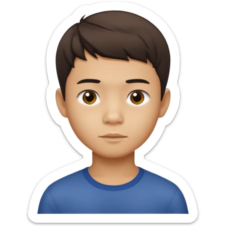 Fait un garçon vietnamien avec une coupe texture crop avec les yeux un peut brider sticker