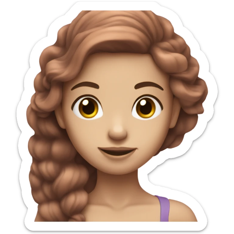 Mermaid with brown hair and eyes and tail is light purple  sticker