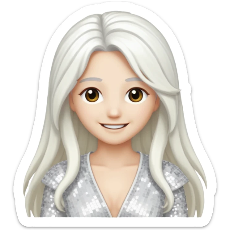 Ouranos from Gods and Goddesses with long white hair, white sequin outfit sticker