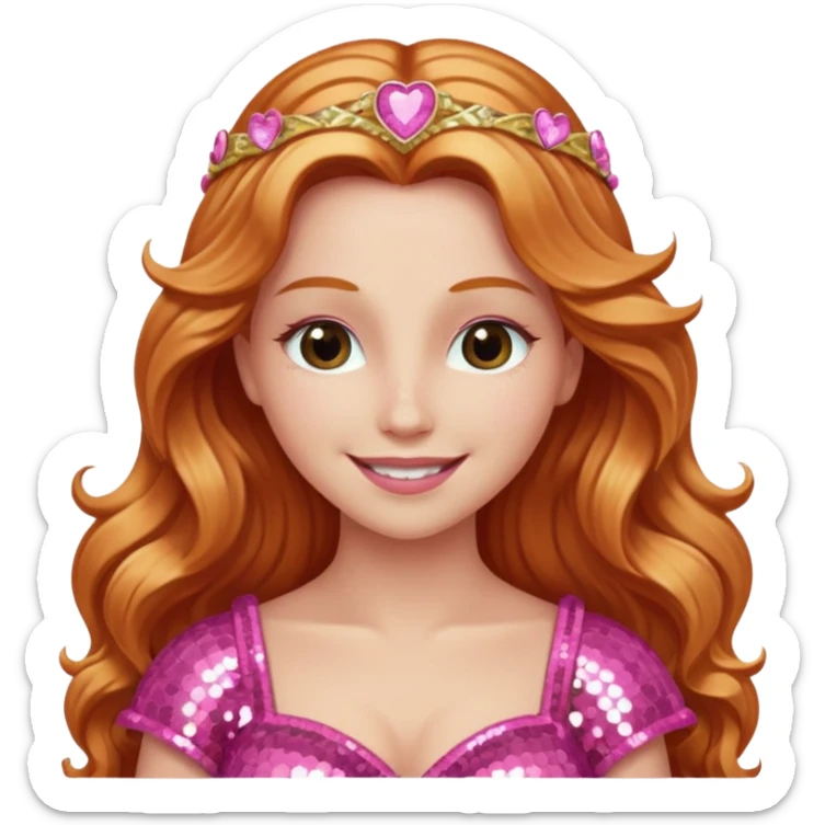 Venus, Goddess of Love from Gods and Goddesses with long reddish blonde hair, pink sequin outfit sticker