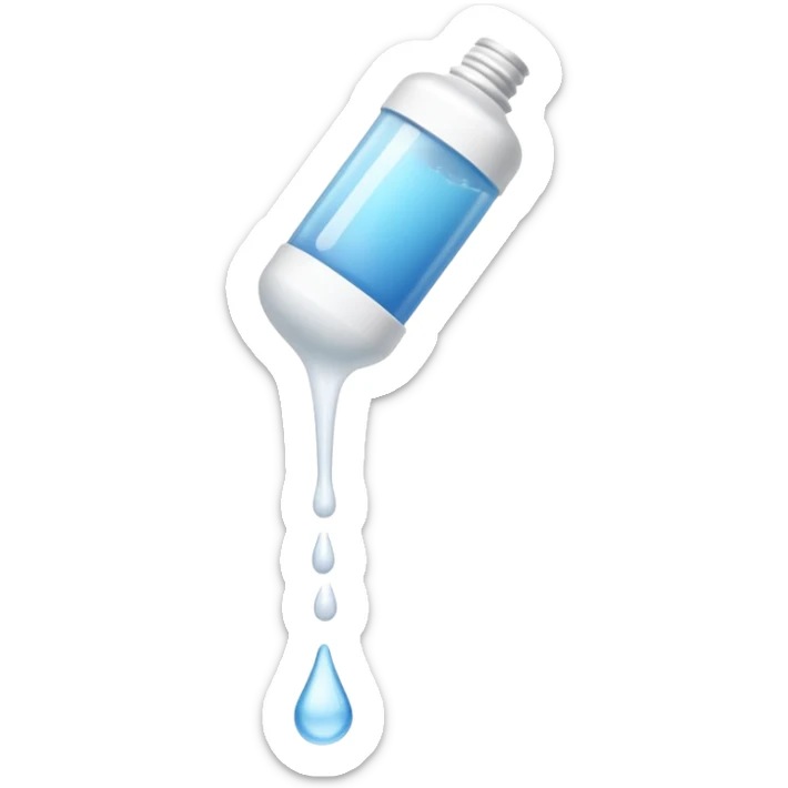 individual white glue white drops falling and dripping out of a tube sticker