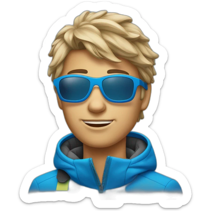 Un jeune homme avec les cheveux bleus et des lunettes de ski sticker