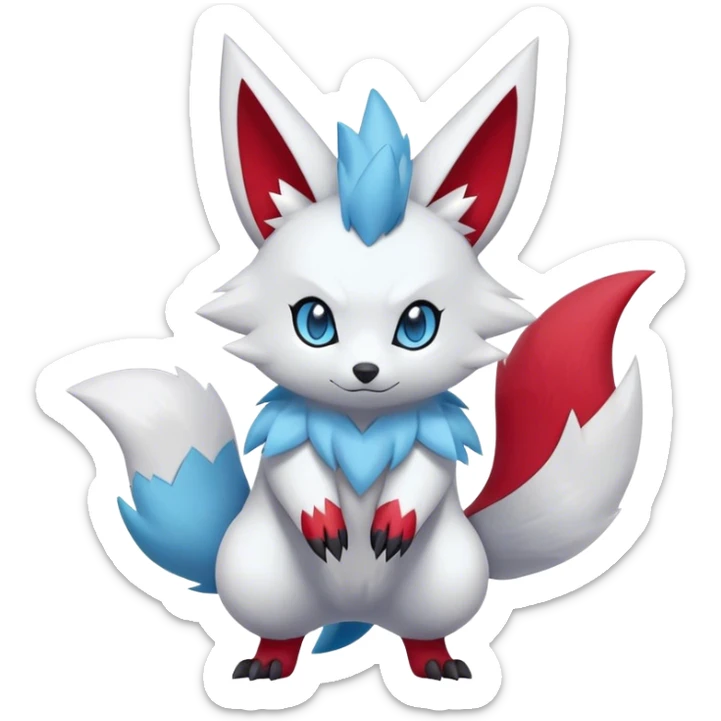 Epic Shiny Cool Cute Kawaii Zangoose-Zorua-Pokemon-fakemon-hybrid-animal Full Body  sticker