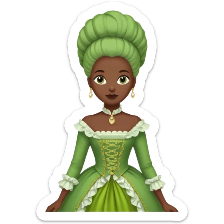 marie Antoinette fashion dark skinned woman green clothe sticker