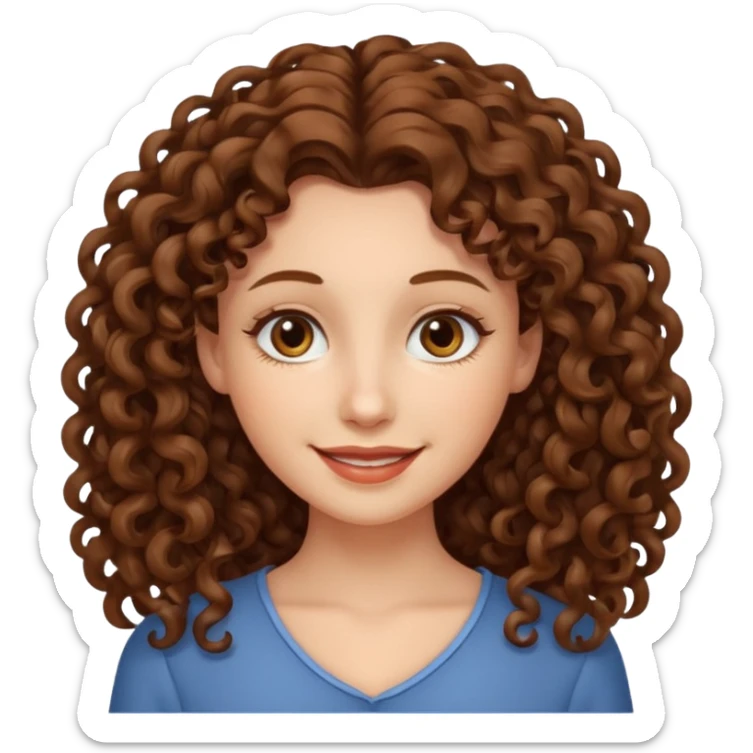 persona mujer con piel clara y rizos suaves color café y largos sticker