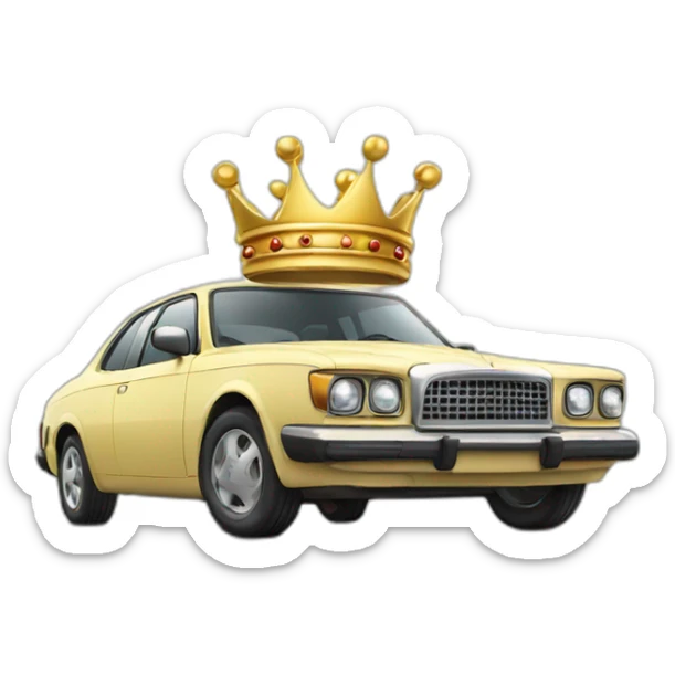 Car with crown sticker