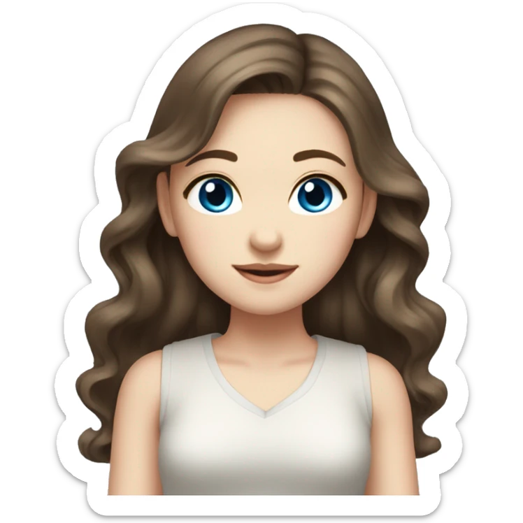 Beautiful girl,Brown hair,wavy hair，long hair,Blue eyes,Chinese sticker