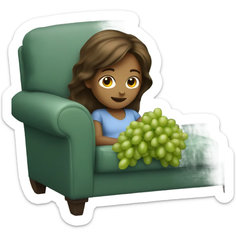 Brown haired girl Girl eating green grapes lying on the couch sticker
