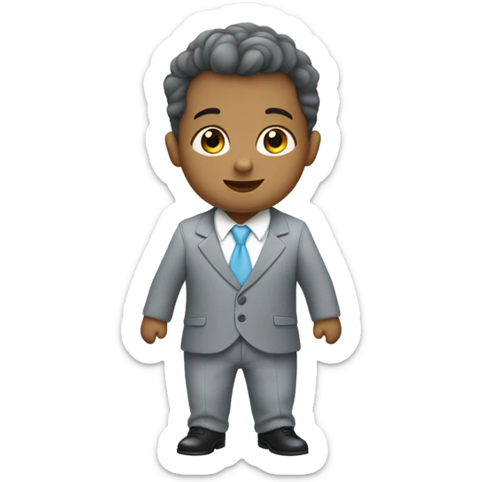 Little gentleman wearing a grey suit with white shirt and baby blue tie sticker