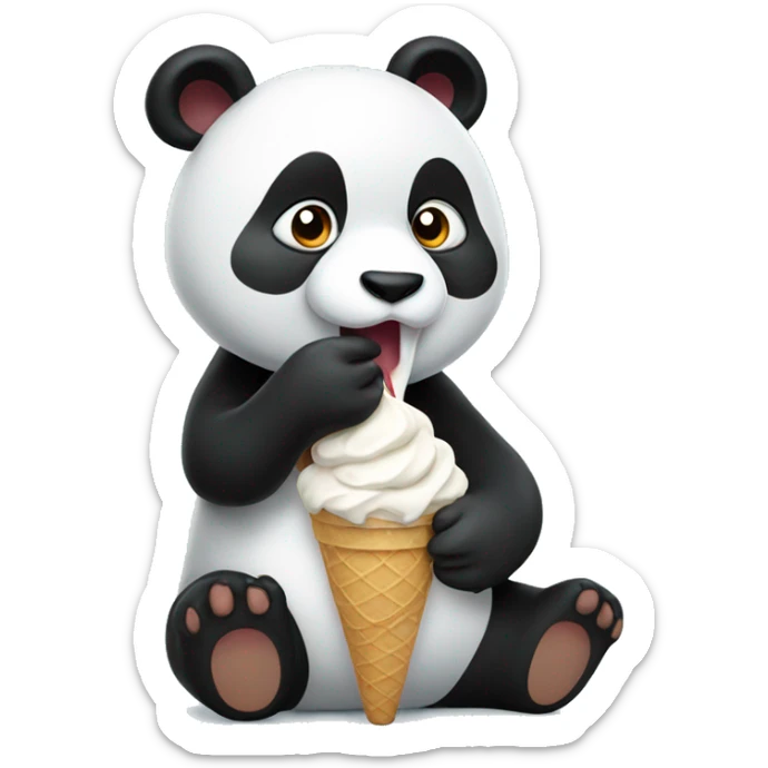 Panda eating ice cream sticker