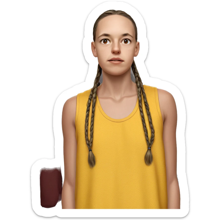boy with twin braids indoor sticker