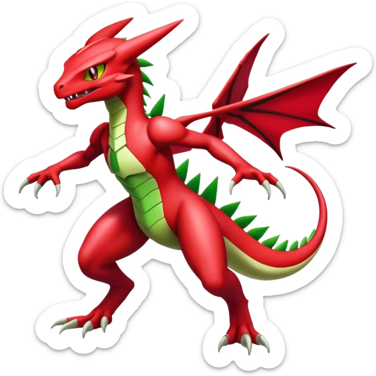  Cool Edgy Shiny Futuristic Ethereal Legendary Scizor-Charmeleon-Digimon-Schyther-Flygon-hybrid full body sticker