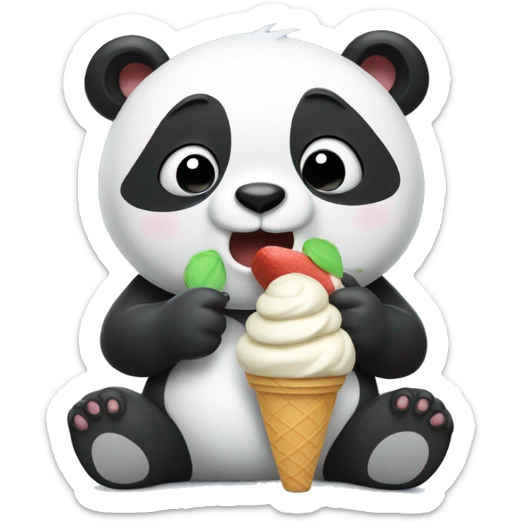 Panda eating ice cream sticker