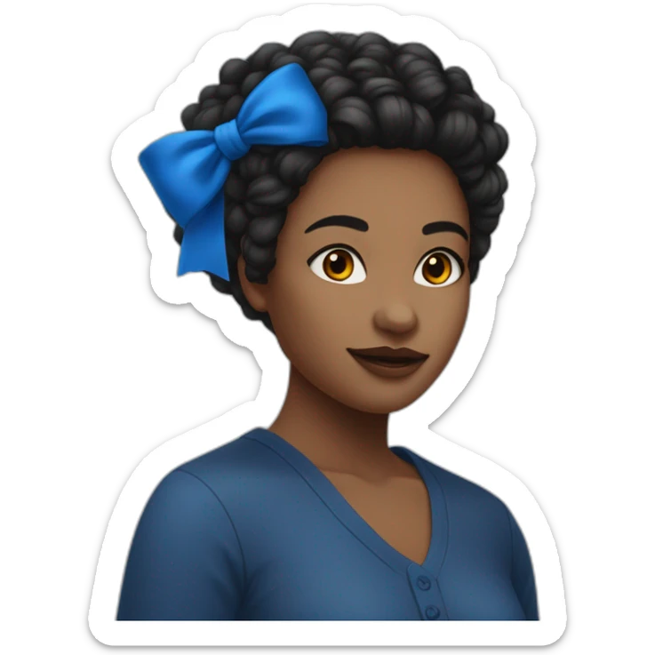 une fille avec les cheveux noirs aux pointes bleu, du rouge à lèvre noir et un septum sticker