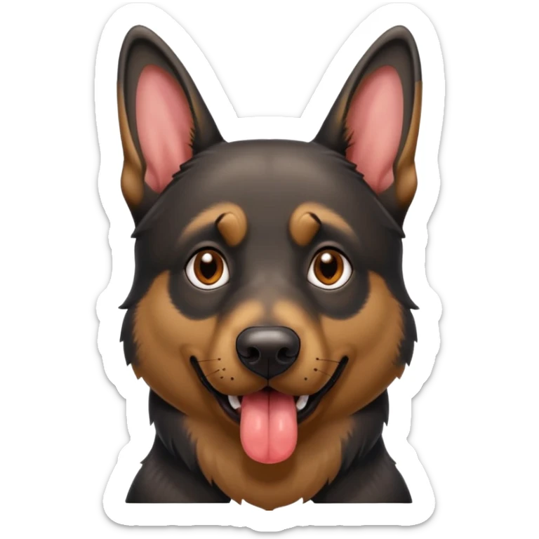 cartoon style dark German Shepherd dog with alot longer tongue hanging out  sticker
