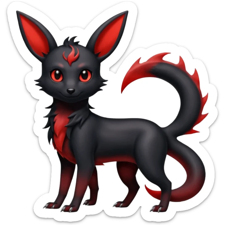  Shiny edgy dark gloomy red gothic cool badass emo-Umbreon-Salandit-Flareon-fusion sticker
