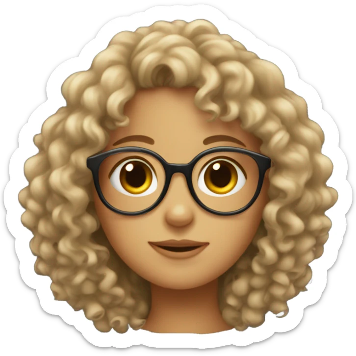 A girl with curly hairs and glass sticker