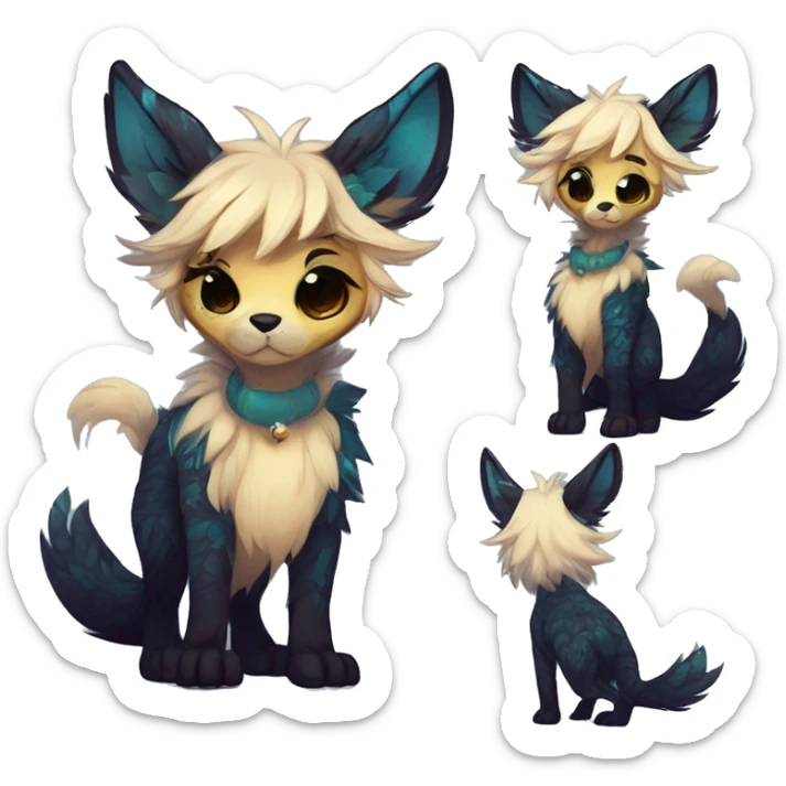 Cool cute Kawaii edgy fantasy shiny animal  fursona Fionbri by griffsnuff & LiLaiRa & Falvie full body sticker
