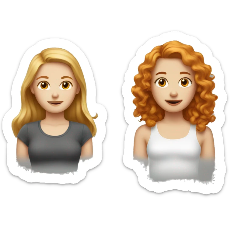 Girl with dirty blonde hair with a girl with ginger hair sticker