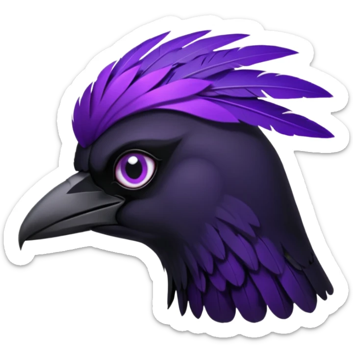 black raven with purple eyes more dark and gothic image and more black i just want the eyes purple sticker