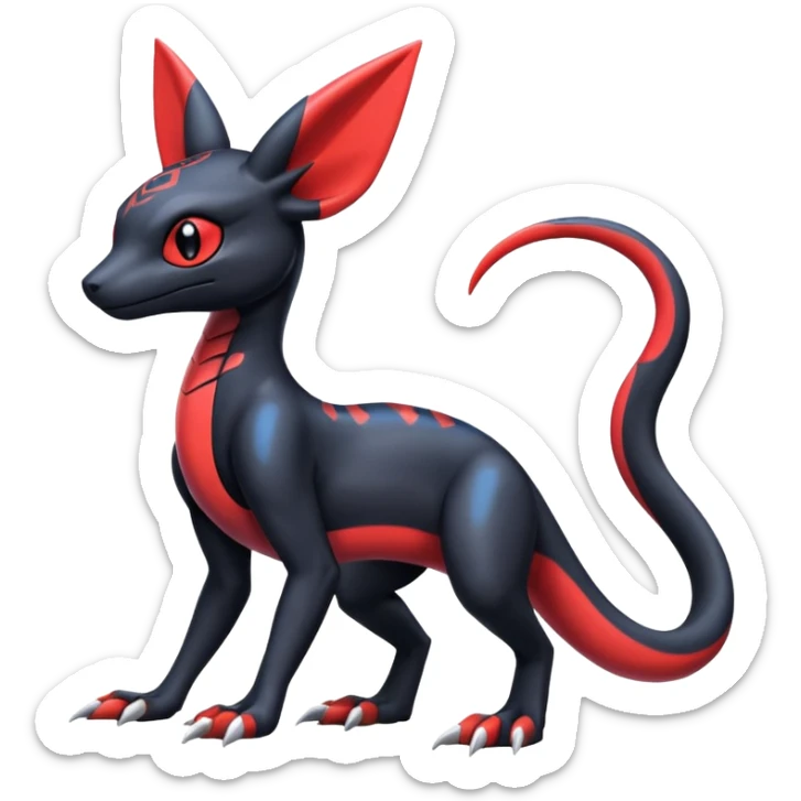 Cool Colorful Guilmon-Salandit-Umbreon-Fakémon-hybrid-creature (full body)  sticker