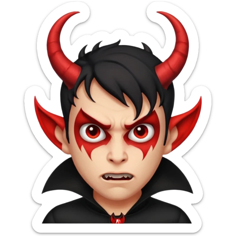 The guy looks at you with contempt and disgust, rolls his eyes, and wears black clothes and has devil horns. sticker