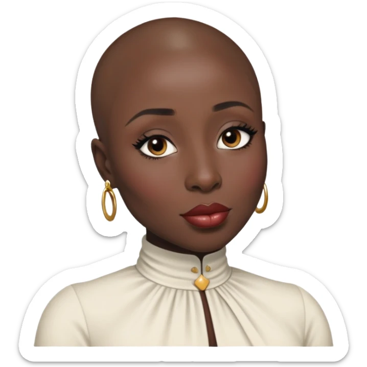 Cynthia erivo black hair Alluring black woman wide nose bald head big glossy lips sticker