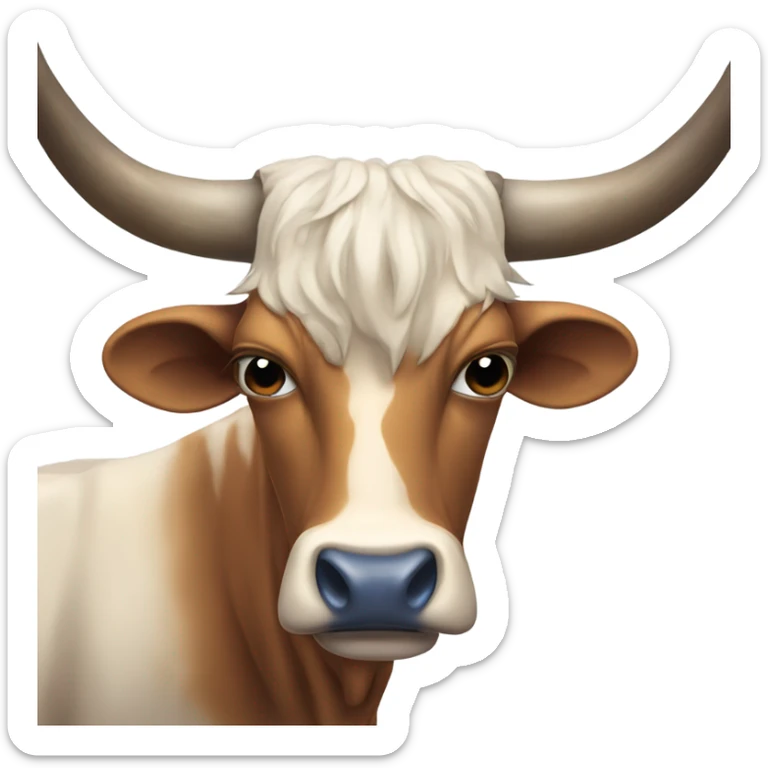 Very sad Texas longhorn crying large blue tears from his eyes and his mouth open sticker