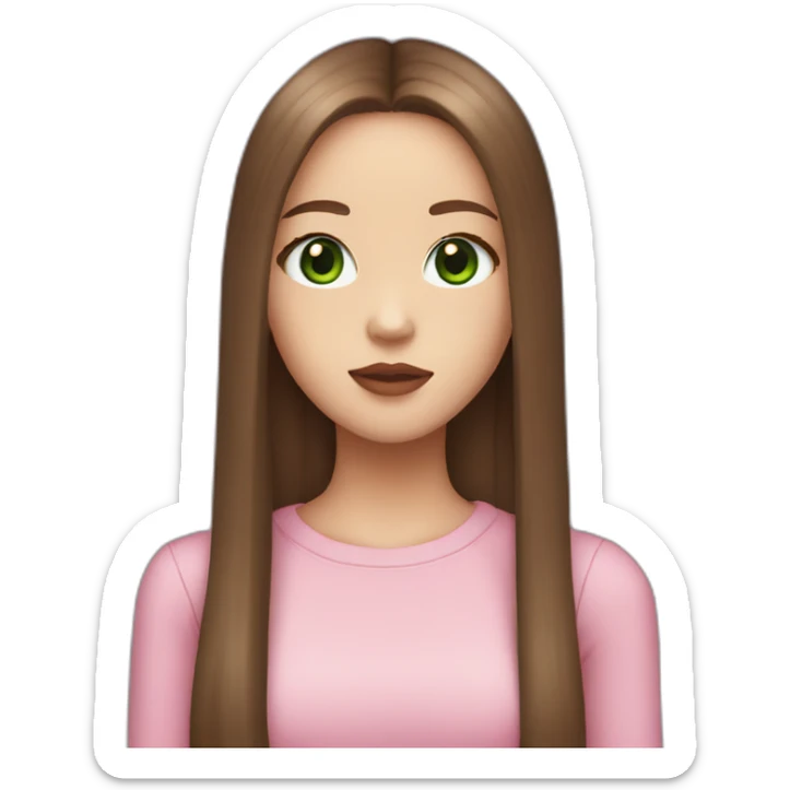 girl with long straight brown hair big green eyes full lips in blackpink outfit sticker