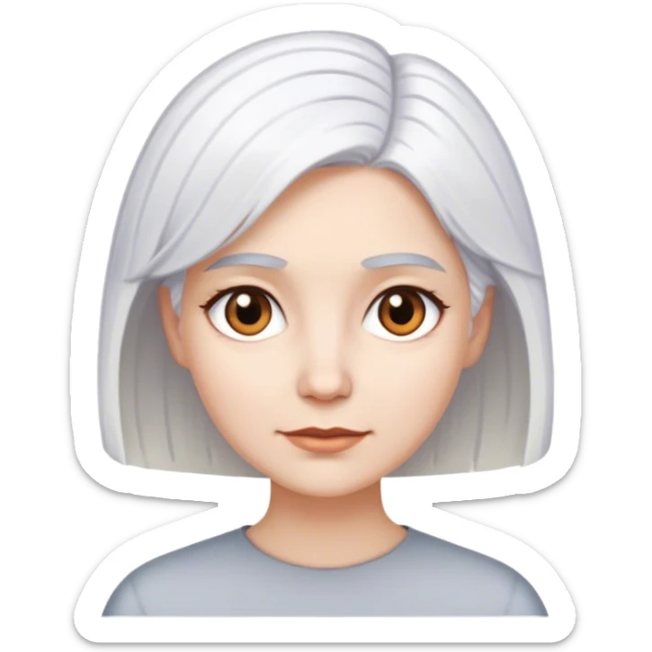 White woman with brown eyes, white hair, white skin, short hair sticker